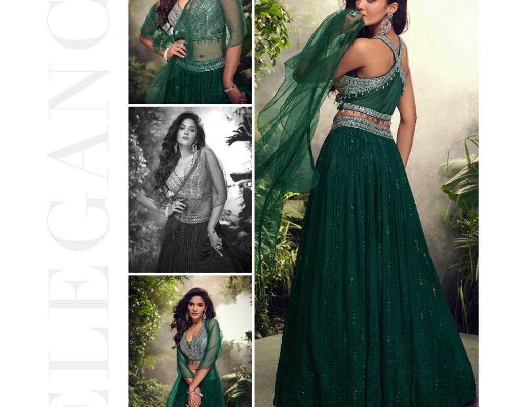 Green Color Lehenga Choli — Latest Designs for Wedding &amp; Festive Wear 202