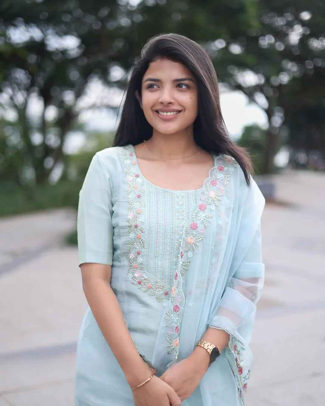 Premium Tissue Handwork Blue Suit Set