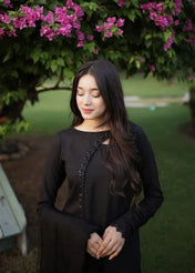 Elegant Black Embroidered Suit Set for Women