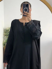 Premium Black Slub Khaddar Embroidered 3-Piece Suit