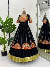 Party Wear Black Color Foux Gorgette Gown For Girls