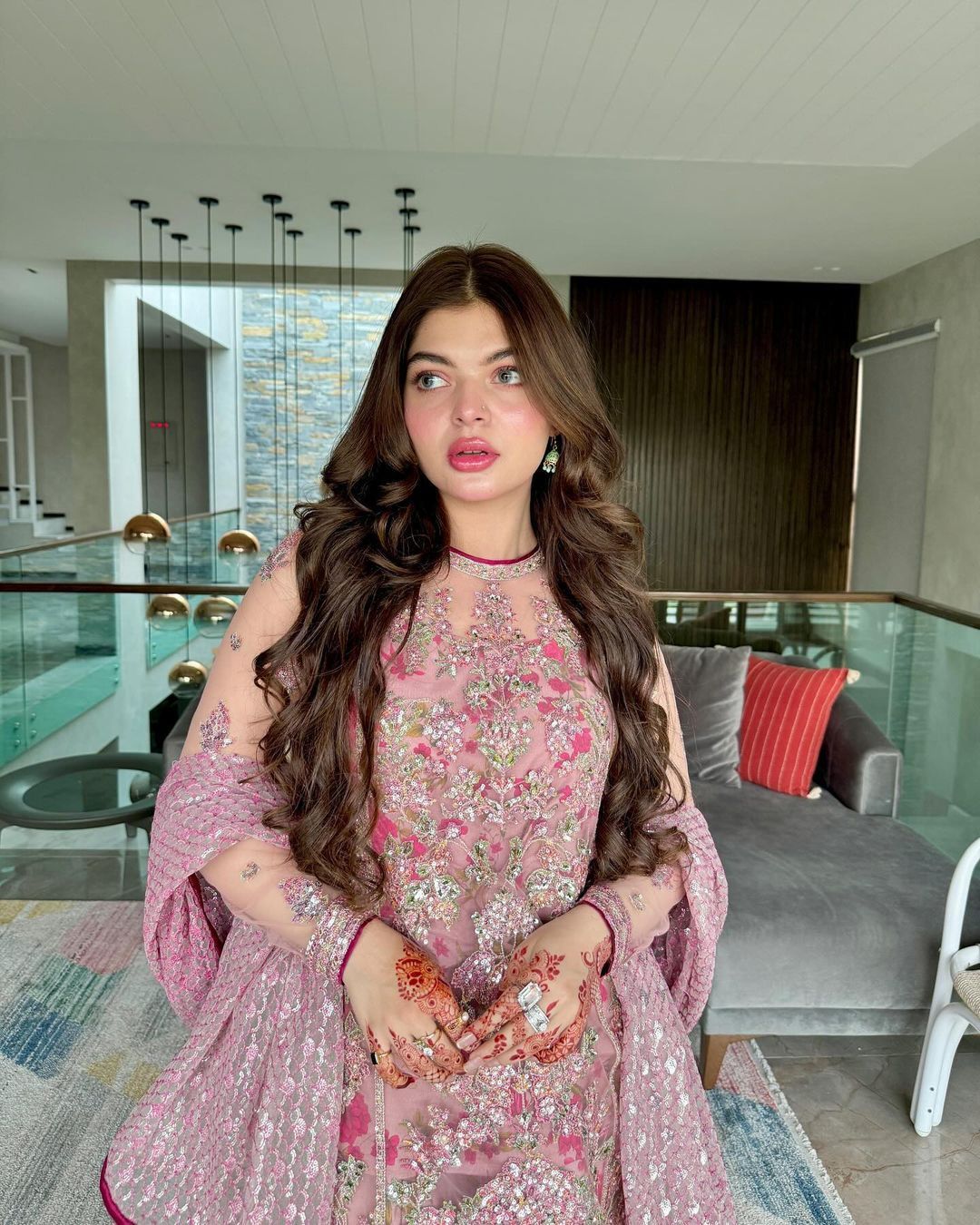 Party Wear Pink Color Butterfly Net Kurti For Girls