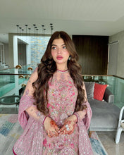 Party Wear Pink Color Butterfly Net Kurti For Girls