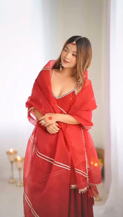 Party Wear Red Color Reyon Silk Gown For Girls