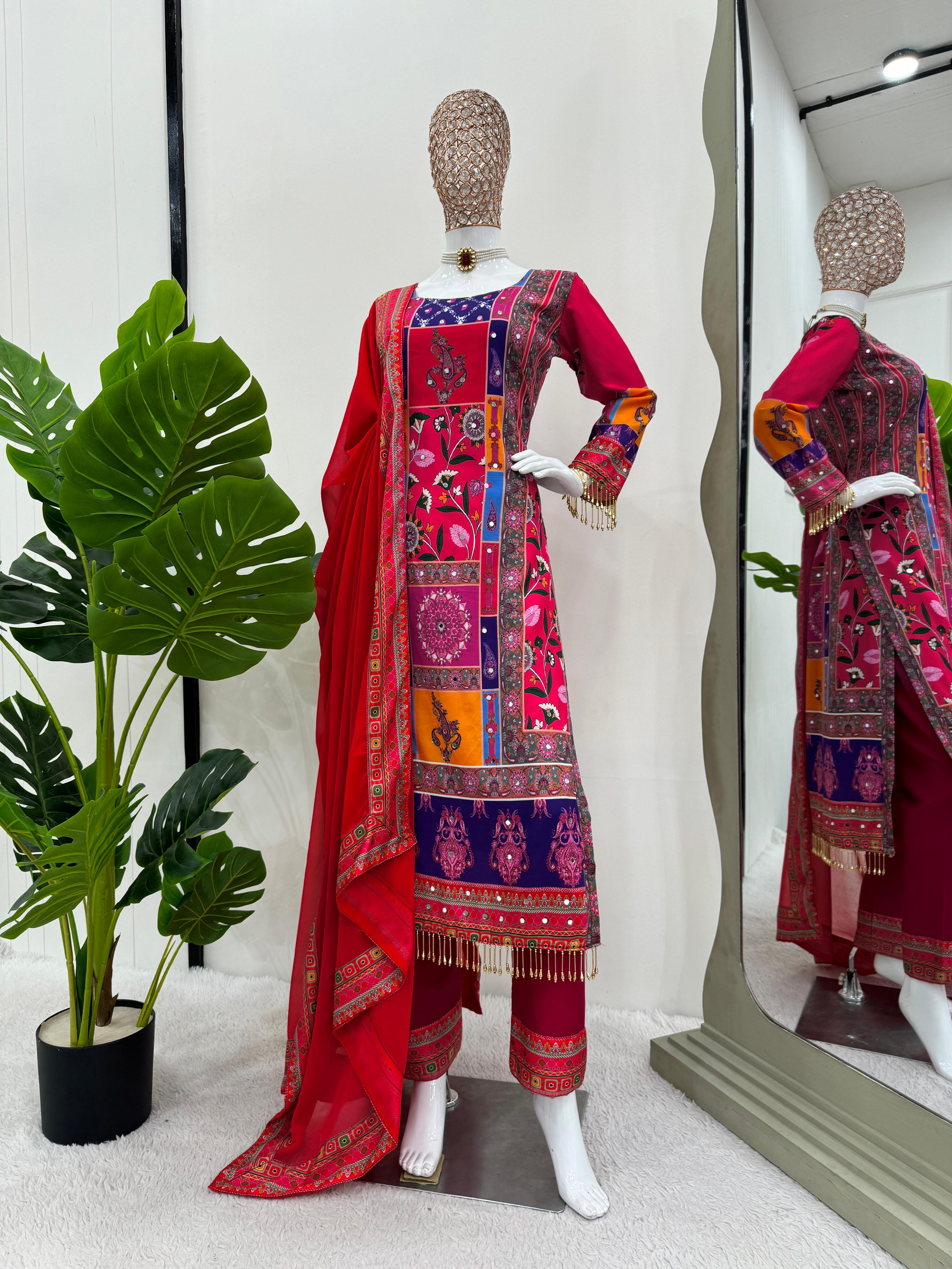 Wedding Wear Multi Color American Silk Kurti For Girls