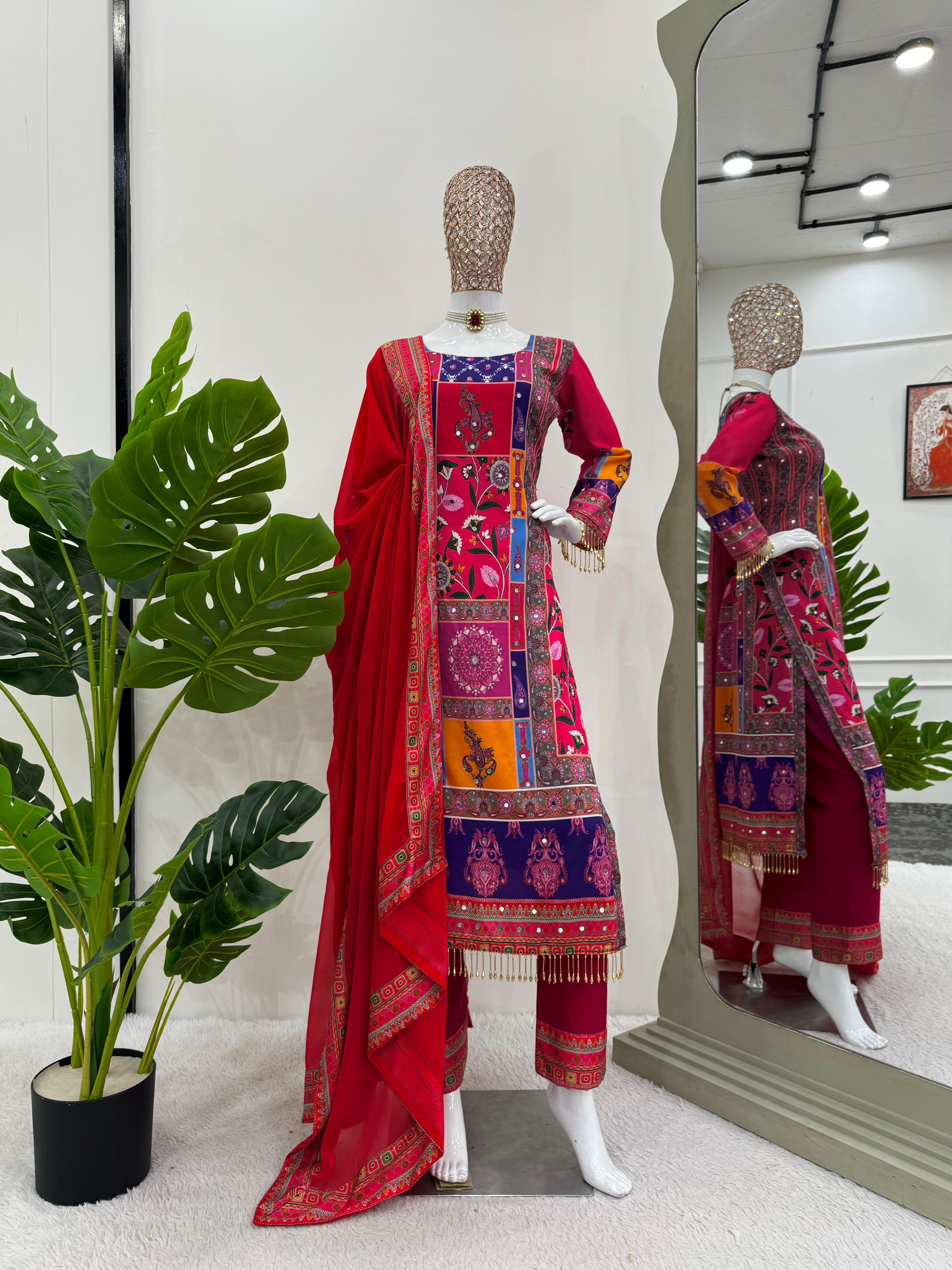 Wedding Wear Multi Color American Silk Kurti For Girls