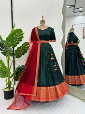 Wedding Wear Green Color Jequed silk Gown for Women