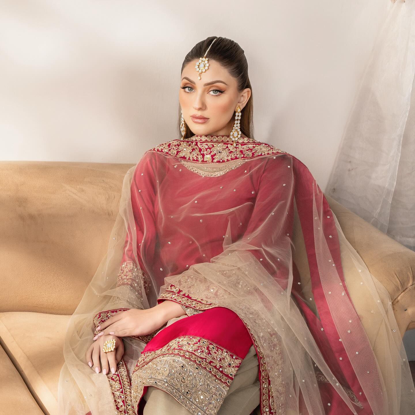 Wedding Wear Red Color Satin Silk For Girls