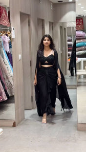 Party Wear Black Color Satin Wear For Girls