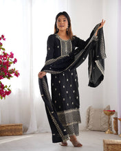 Wedding Wear Black Color Pure Chinon Silk Kurti For Girls