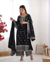 Wedding Wear Black Color Pure Chinon Silk Kurti For Girls