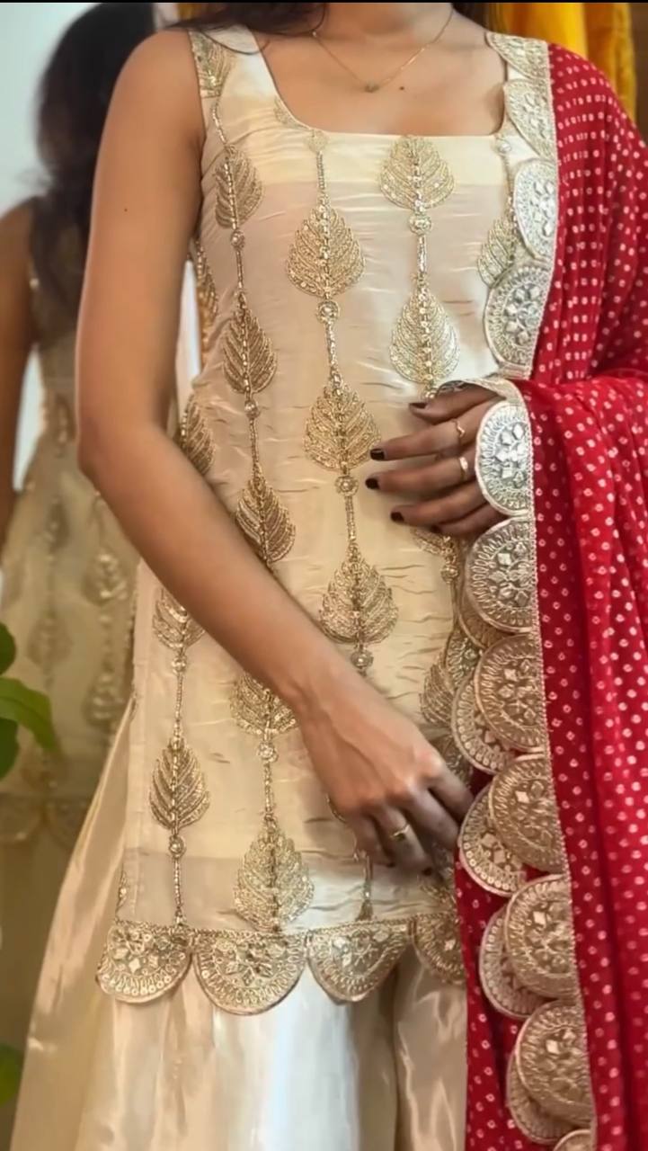 Party Wear White Color Heavy Tedy Crush Sharara For Women