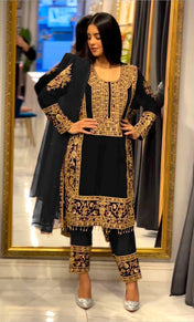 Party Wear Black Color Look Velvet Suit For Girls