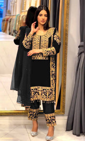 Party Wear Black Color Look Velvet Suit For Girls