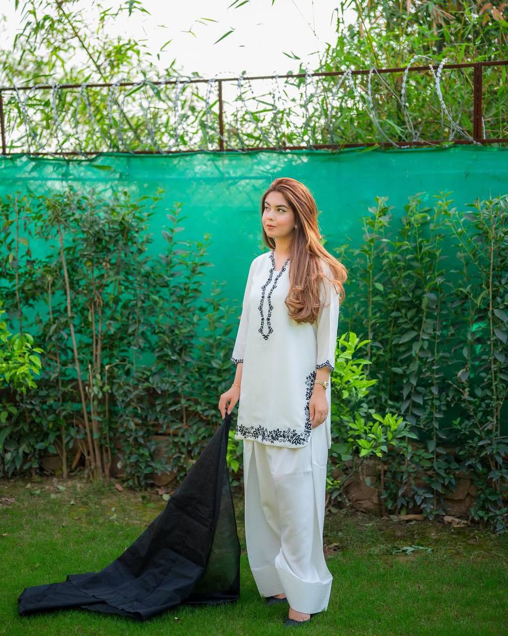 Party Wear White Color Roman Silk With Embroidery Kurti For Girls