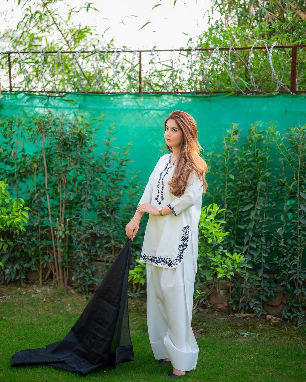Party Wear White Color Roman Silk With Embroidery Kurti For Girls