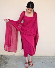 Party Wear Pink Color Heavy Pure Maska Cotton Silk Kurti For Girls