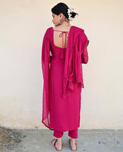 Party Wear Pink Color Heavy Pure Maska Cotton Silk Kurti For Girls