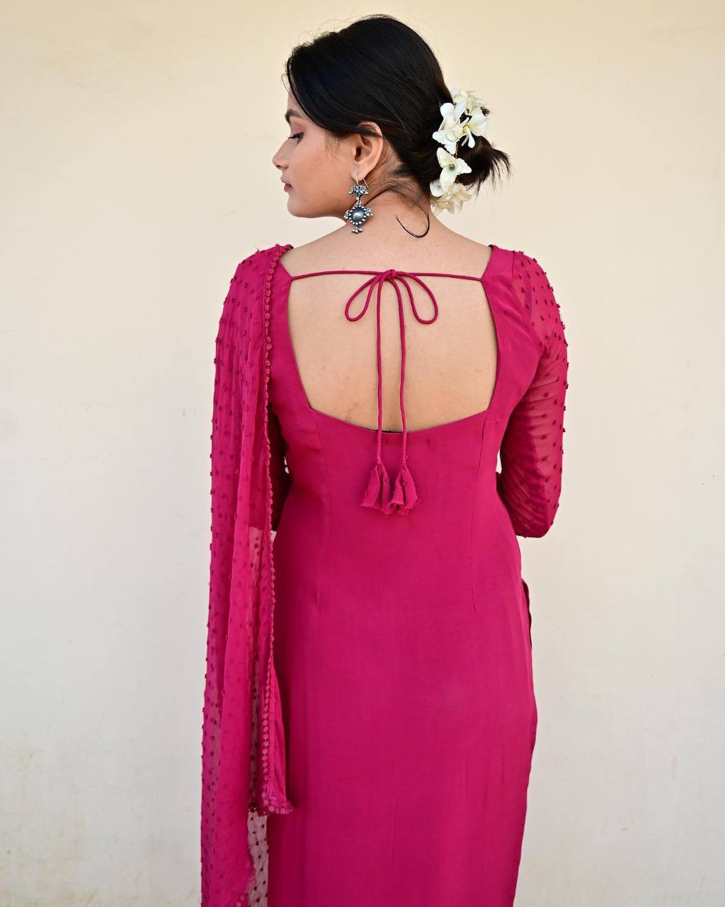 Party Wear Pink Color Heavy Pure Maska Cotton Silk Kurti For Girls