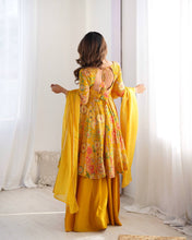 Party Wear Yellow Color Heavy Soft Chanderi Gown For Girls