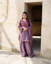 Wedding Wear Purple Color Chinnon Silk Suit For Girls
