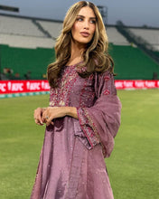 Wedding Wear Purple Color Chinnon Silk Suit For Girls