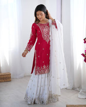 Wedding Wear Pink Color Heavy Pure Chinnon Silk Sharara For Women
