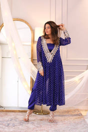 Party Wear Purple Color Chinon Silk Gown For Girls