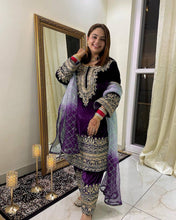 Wedding Wear Purple Color Heavy Viscose Velvet Kurti For Girls