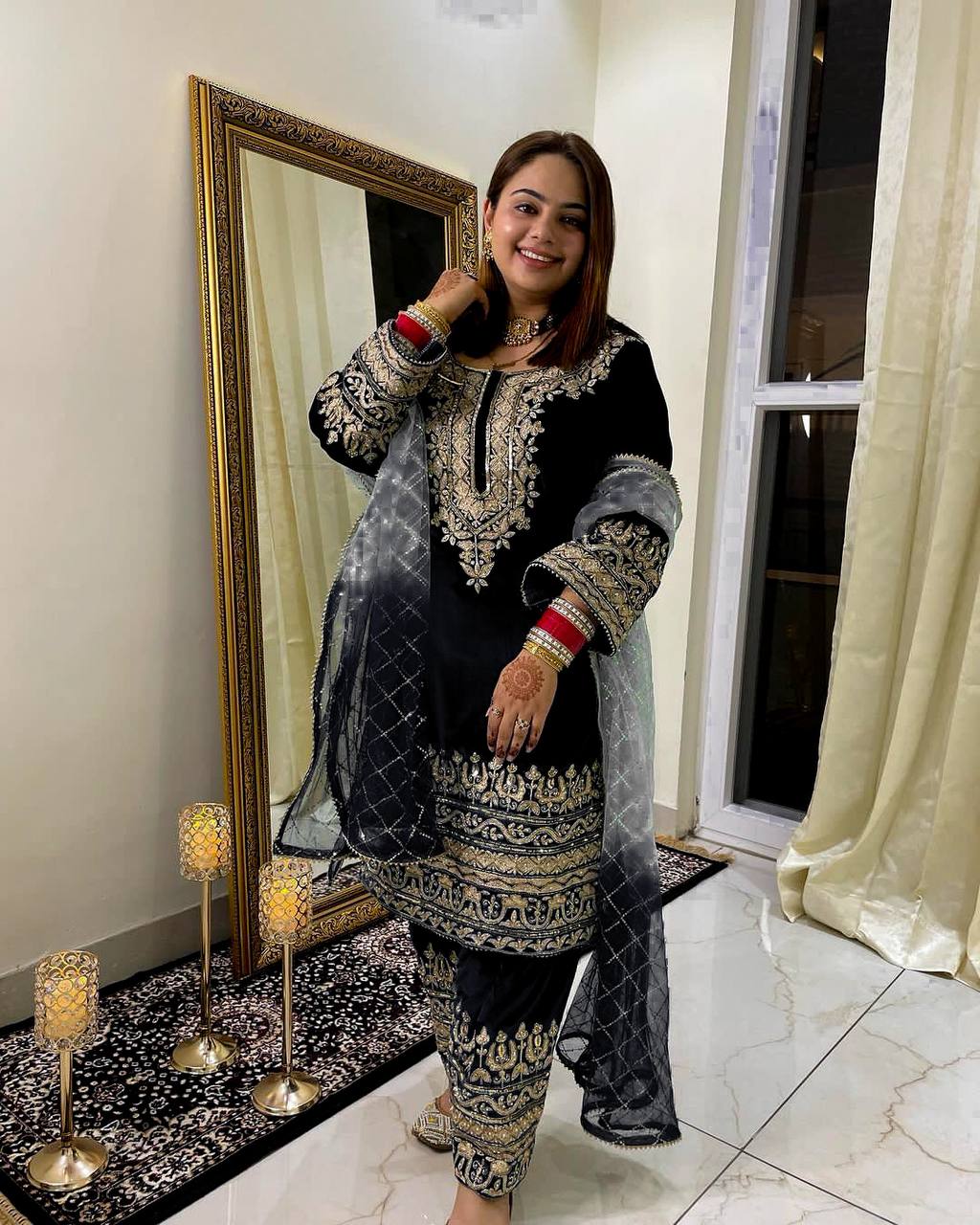 Party Wear Black Color Heavy Viscose Velvet Kurti For Girls