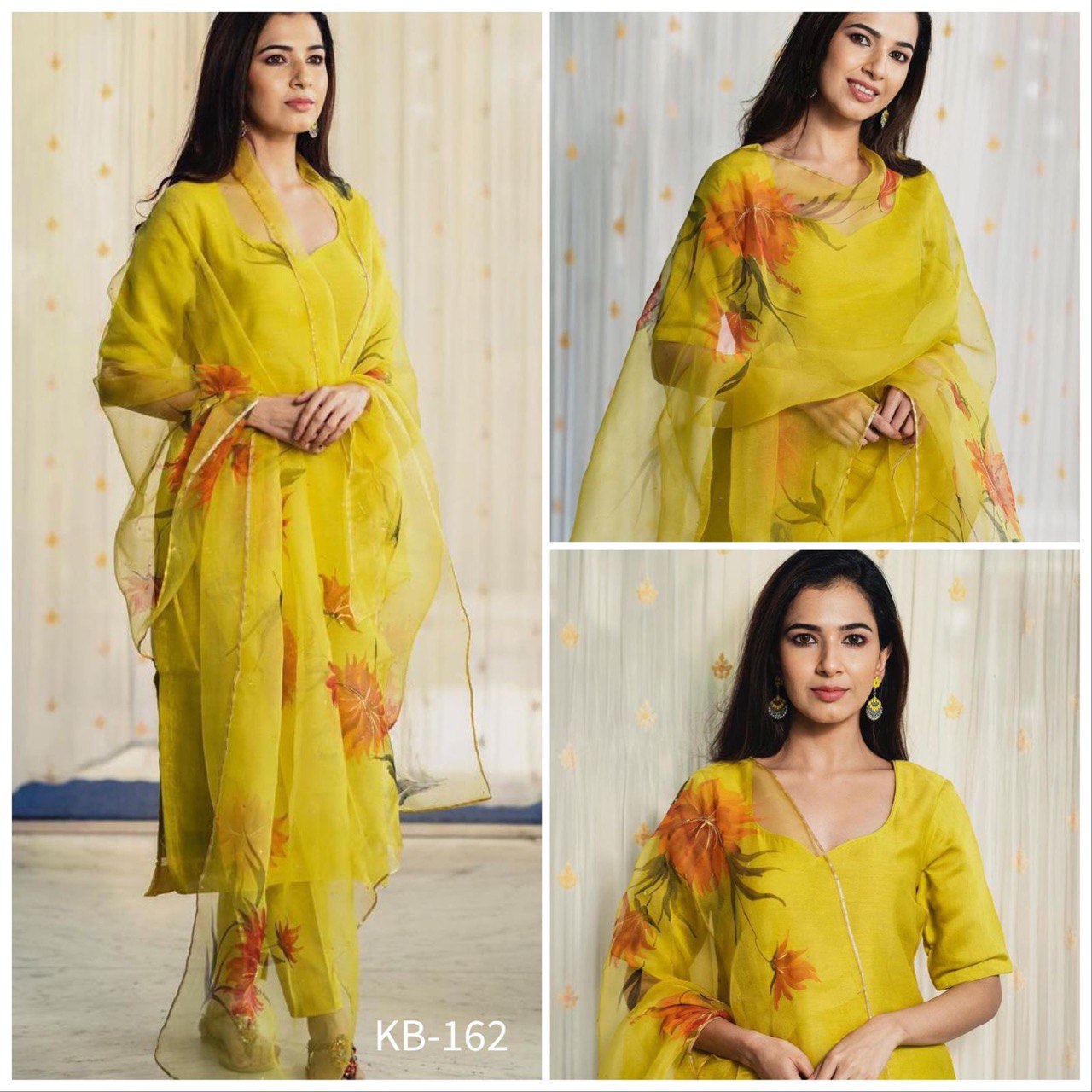 Party Wear Yellow Color Heavy Maska Cotton Silk Kurti For Girls