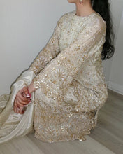Party Wear Cream Color Chinon Silk Sharara For Girls