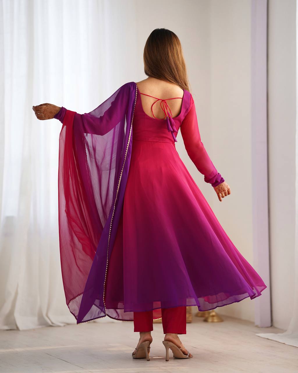 Wedding Wear Multi Color Heavy Fox Georgette Gown For Girls