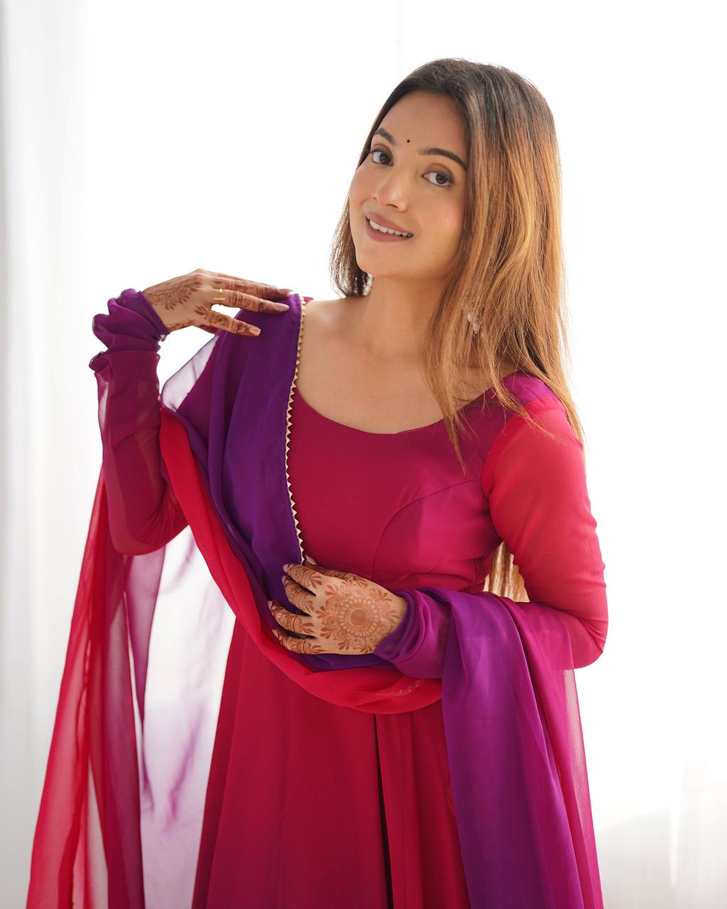 Wedding Wear Multi Color Heavy Fox Georgette Gown For Girls