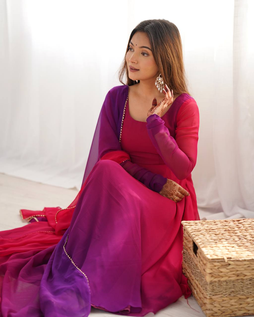 Wedding Wear Multi Color Heavy Fox Georgette Gown For Girls