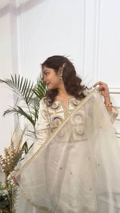 Party Wear White Color Heavy Vichitra Silk Sharara For Girls