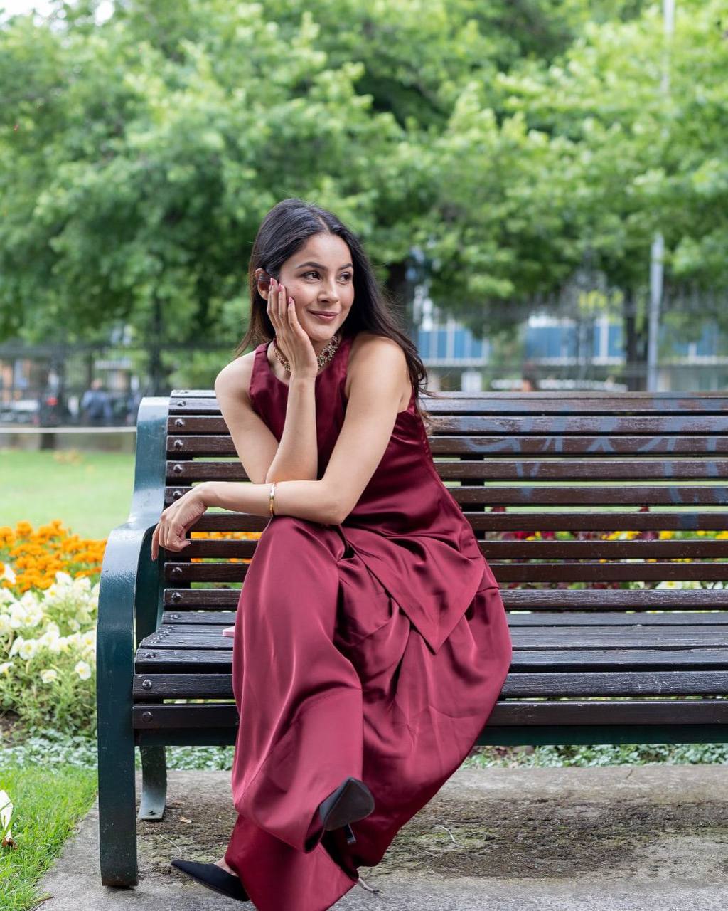 Wedding Wear Maroon Color Moss Satin Kurti For Girls