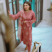 Party Wear Pink Color Roman Silk Kurti For Woemn