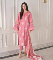 Party Wear Pink Color Roman Silk Kurti For Woemn