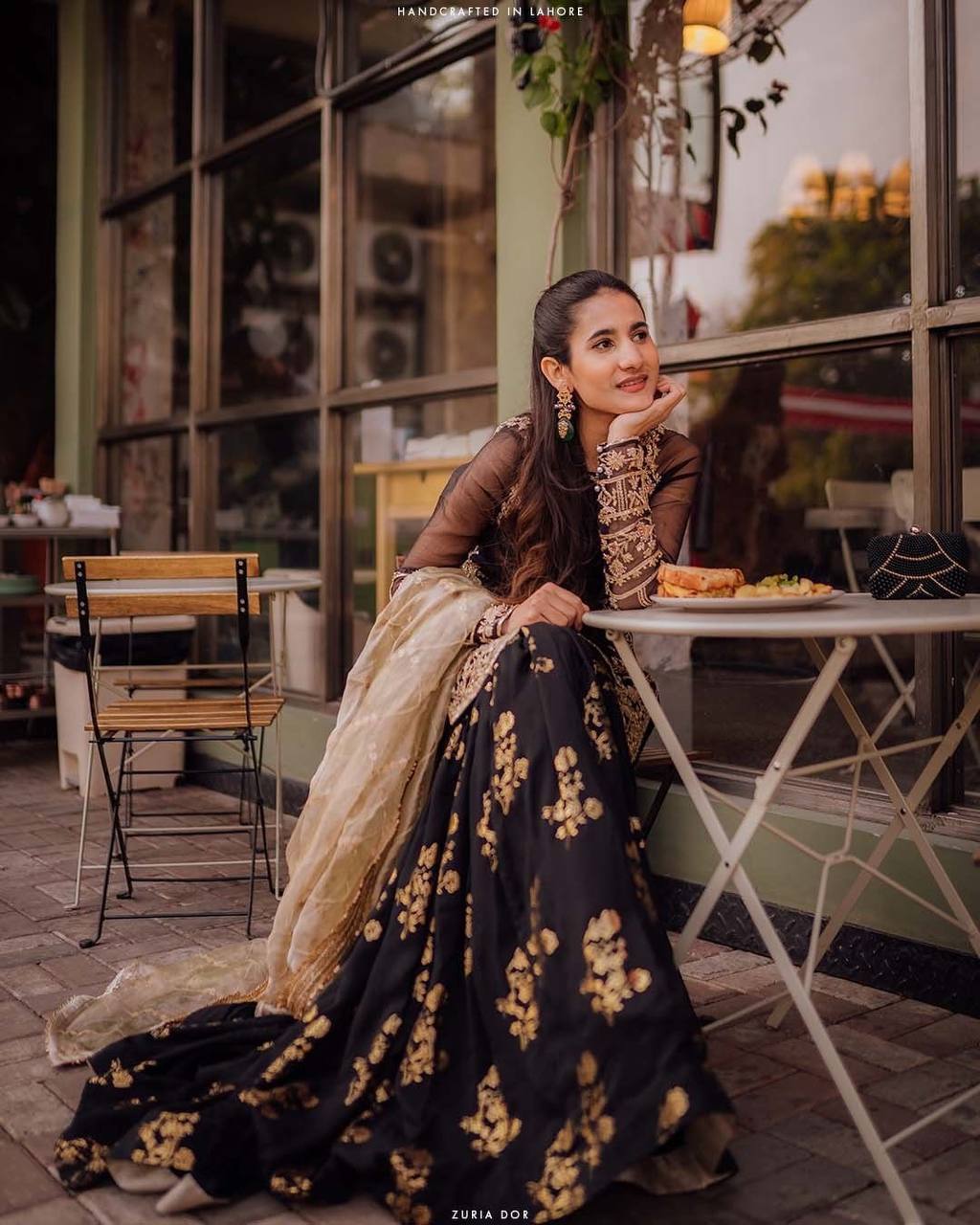 Party Wear Black Color Natural Crep Silk Sharara For Girls