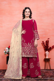 Party Wear Pink Color Natural Crep Silk Sharara For Girls