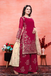 Party Wear Pink Color Natural Crep Silk Sharara For Girls