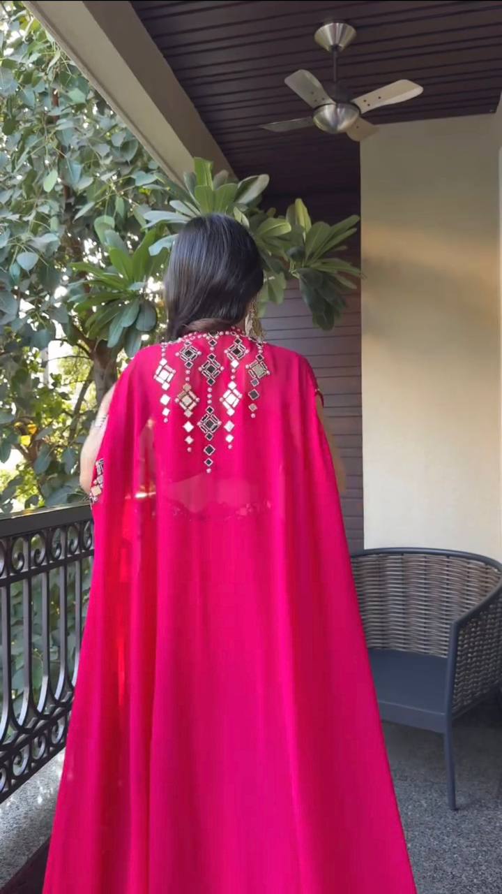 Wedding Wear Pink Color Georgette With Embroidery Drees For Girls