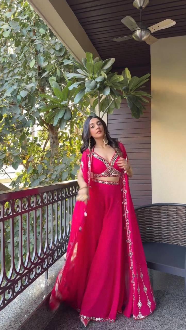 Wedding Wear Pink Color Georgette With Embroidery Drees For Girls