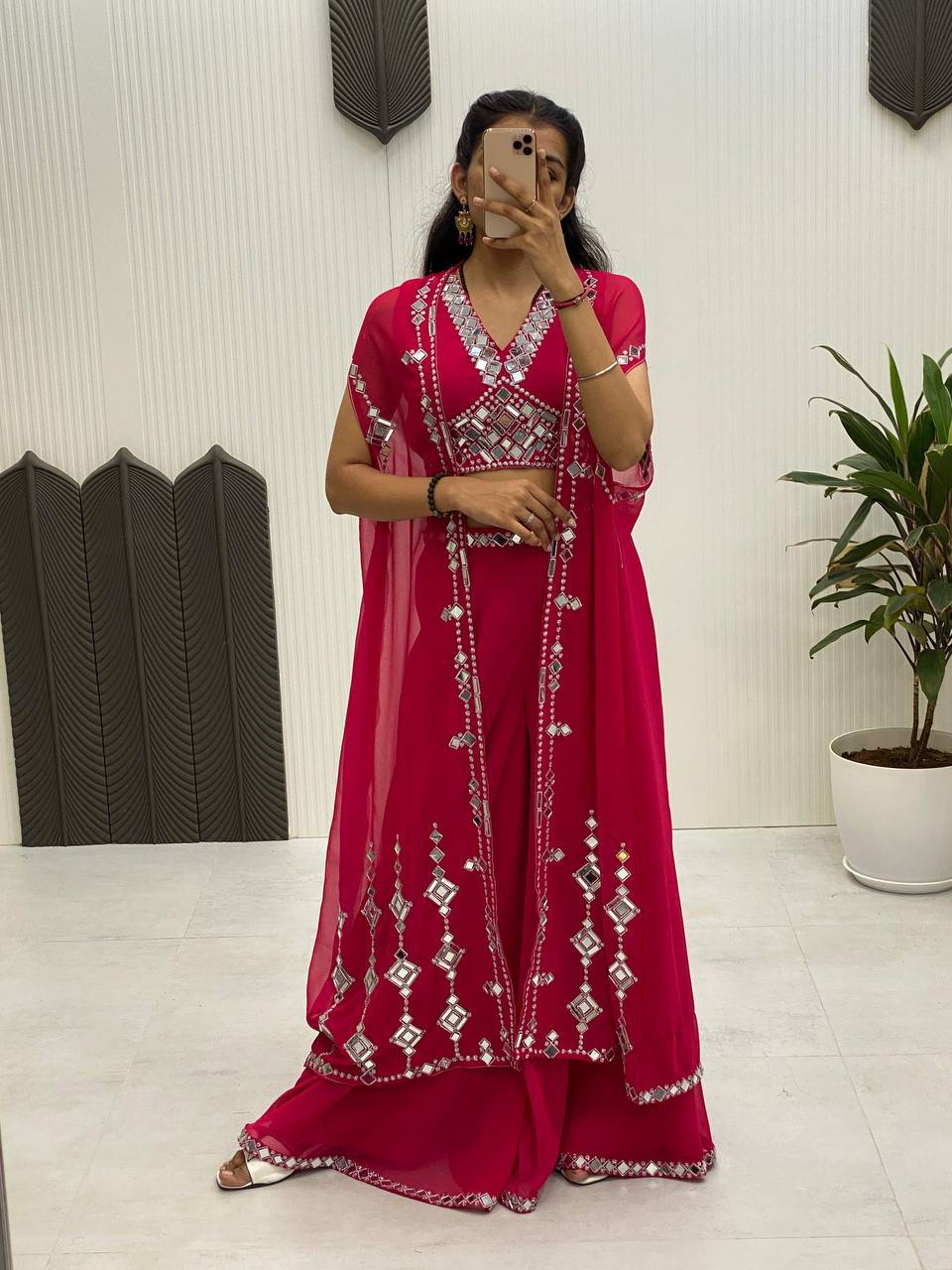 Wedding Wear Pink Color Georgette With Embroidery Drees For Girls