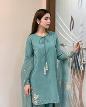 Party Wear Sky Blue Color Pure Natural Crep Silk Sharara For Girls