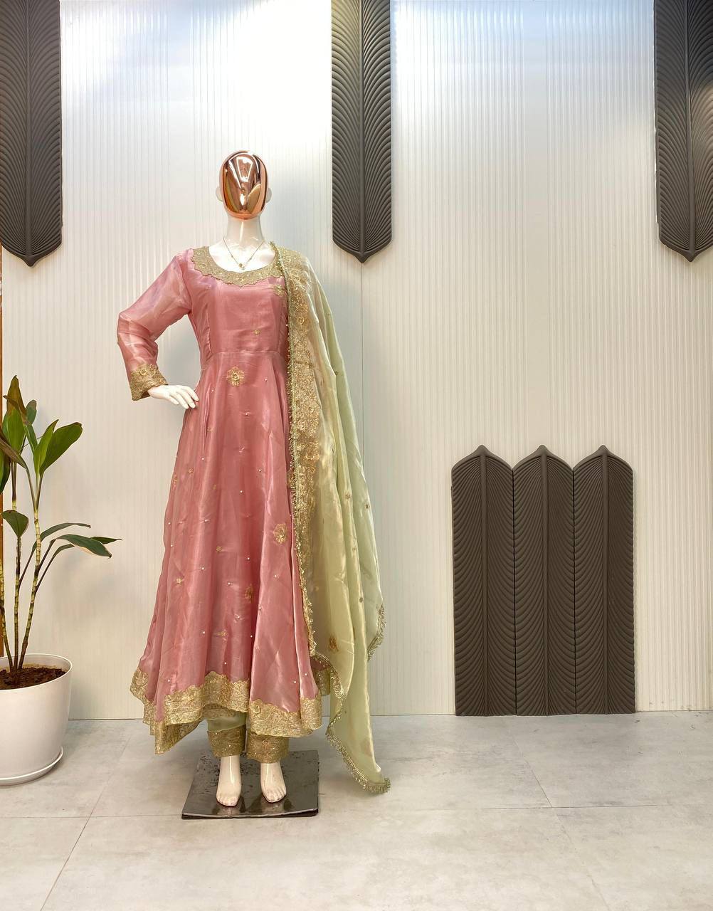 Party Wear Peach Color Jimmy Choo Gown For Girls