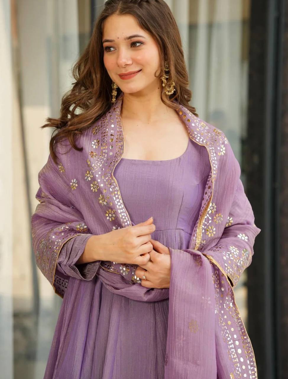 Wedding Wear Light Purple Color Heavy Fandy Silk Gown For Girls