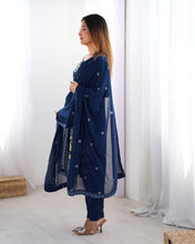 Party Wear Blue Color Faux Georgette Kurti For Girls