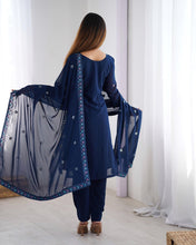Party Wear Blue Color Faux Georgette Kurti For Girls